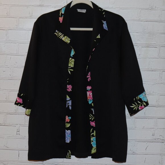 BonWorth Black Jacket – Floral Trim – MP – Vintage Statement - Picture 1 of 5